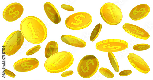 3D dollar coins background