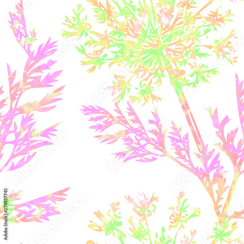 Summer flowers seamless pattern. Watercolor illustration.