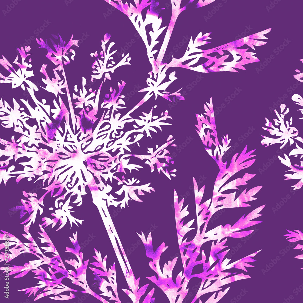 Summer flowers  seamless pattern. Watercolor illustration.