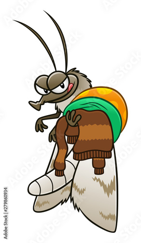 Cartoon moth with clothing
