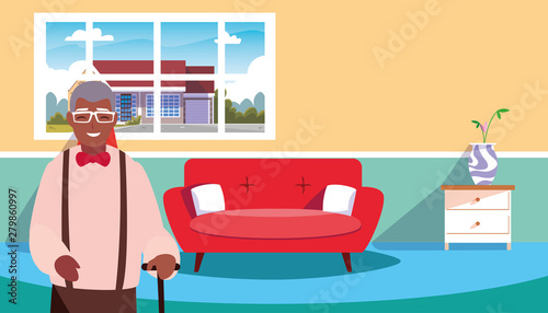 grandpa standing in the living room home