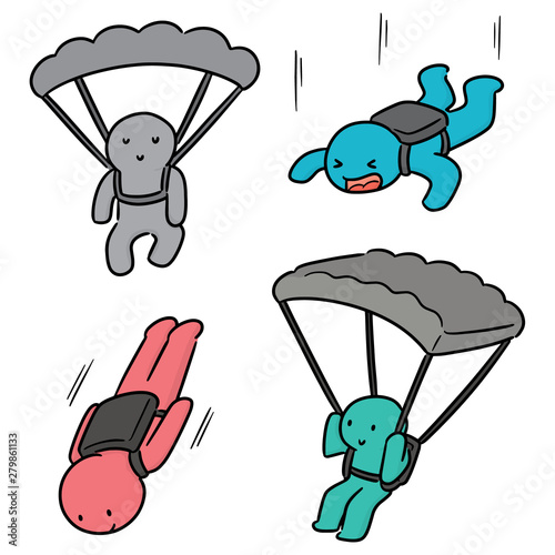 vector set of parachuter