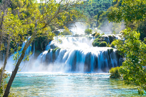 Fototapeta Naklejka Na Ścianę i Meble -  Long-Exposure Image of Krka Waterfall in Croatia