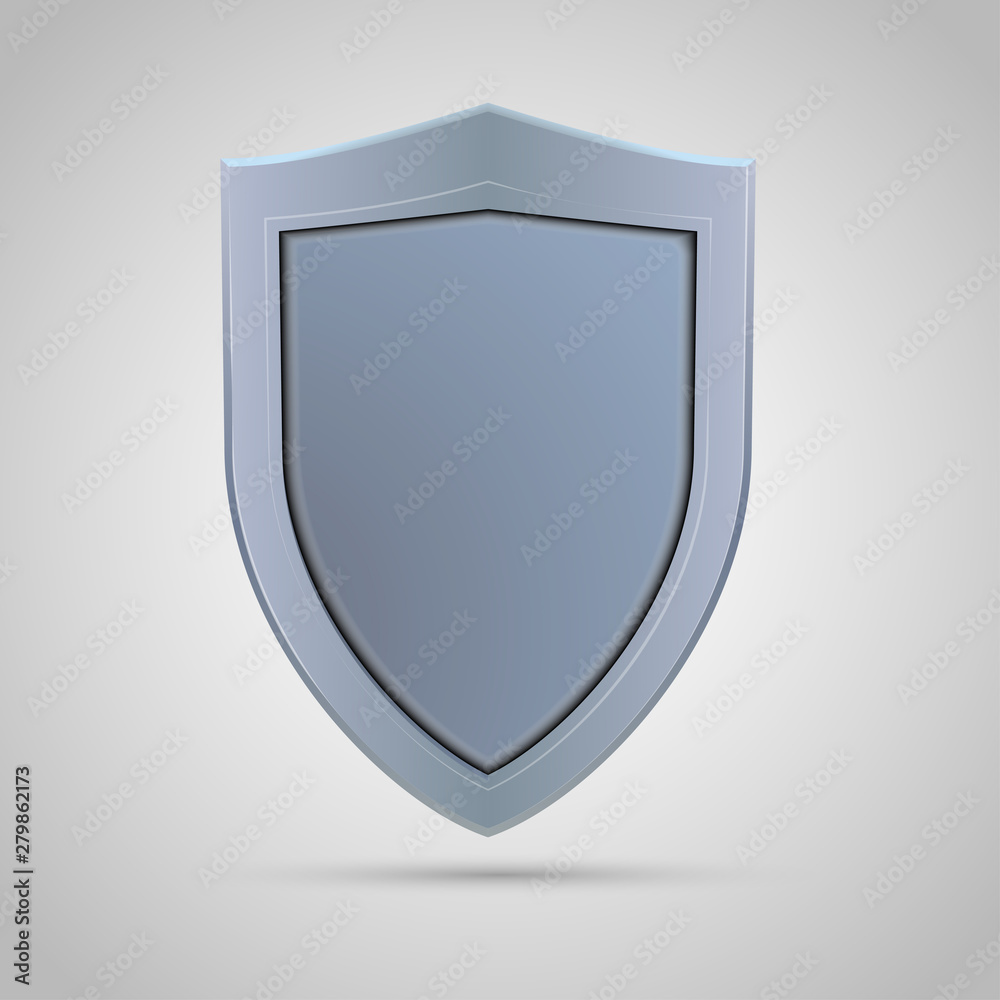 Vector illustration of realistic shield on gray background Vector illustration of realistic shield on gray background
