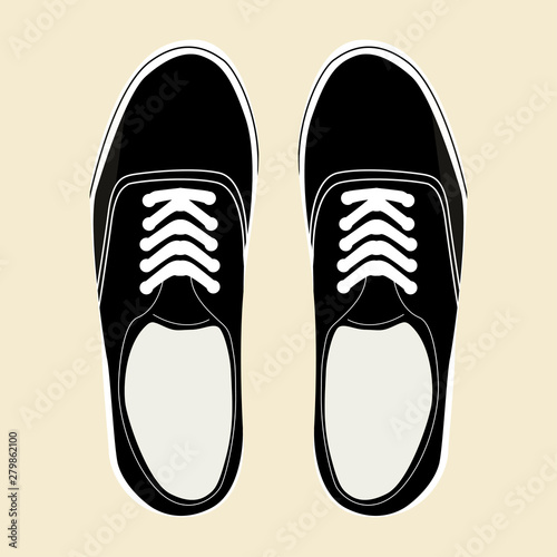 Black and White Sneakers with White Laces