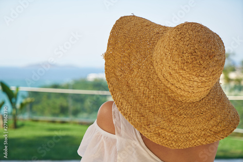 woman on vacation in hotel