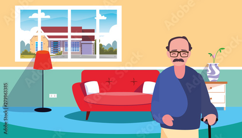 grandpa standing in the living room home