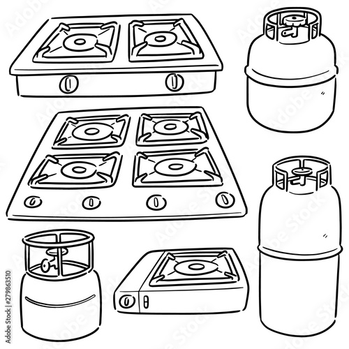 vector set of gas stove