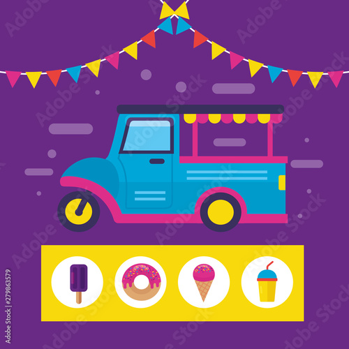 food trucks flat design image photo