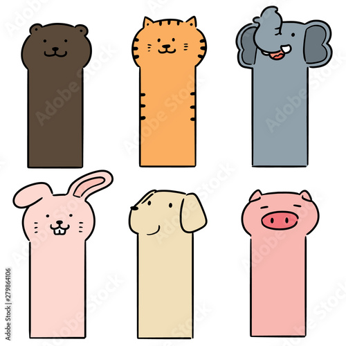 vector set of animal bookmark