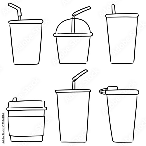 vector set of beverage cup