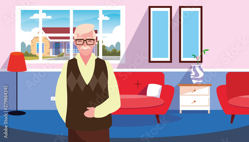 grandpa standing in the living room home