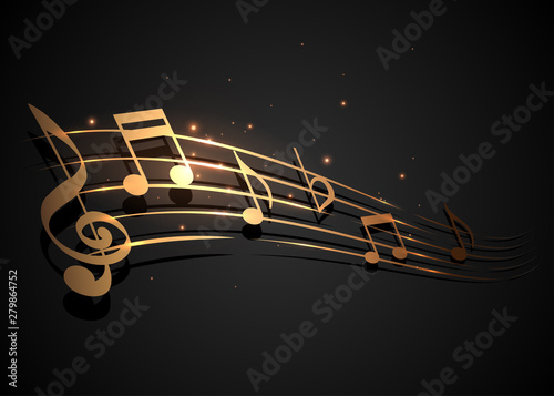 Gold and black music notes design illustration