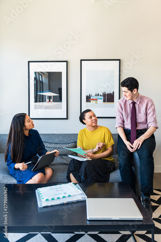 Young coworkers having a discussion