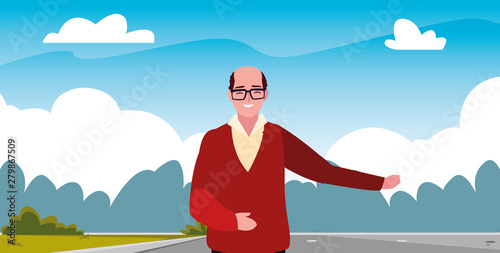 mature man character in the landscape