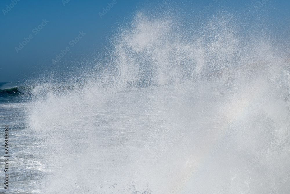 Big waves in the Atlantic Ocean - Perfect surf in the desert of Morocco, Africa.