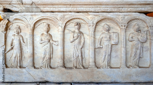 Sarcophagus details from Ephesus Ancient city, in Selcuk,Izmir, Turkey