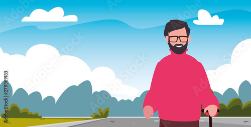 mature man character in the landscape