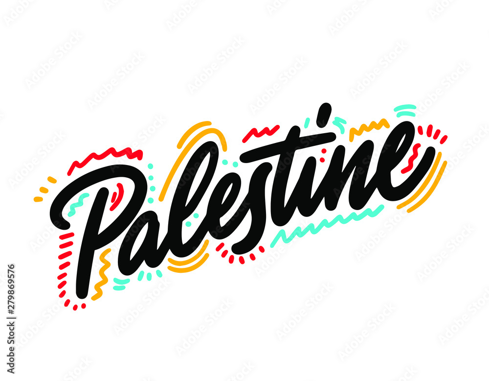 Fototapeta premium Text word art design vector of country name for Palestine