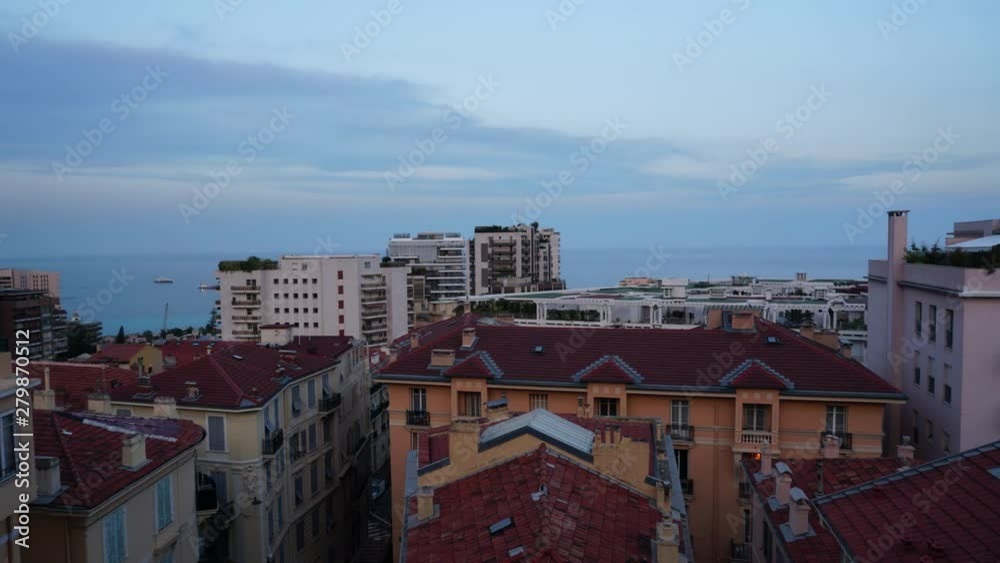 July 2022 Monaco. Monte Carlo. Panoramic view of the old town and harbor of Monte Carlo in Monaco. View of the small harbor of the port of Fontvieille in Monaco. clean streets. July 2022 Monaco. Monte Carlo. Panoramic view of the old town and harbor of Monte Carlo in Monaco. View of the small harbor of the port of Fontvieille in Monaco. clean streets.