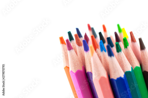 pencils in a row on a white background