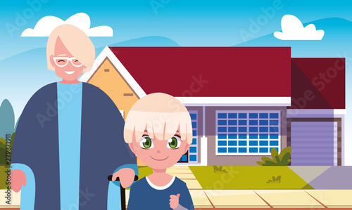grandma with grandson front home