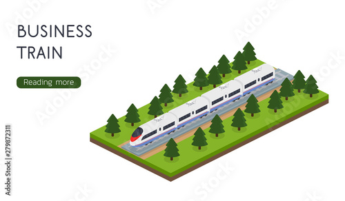 Isometric 3D vector illustration high speed train for landing site © cathal_shtadler