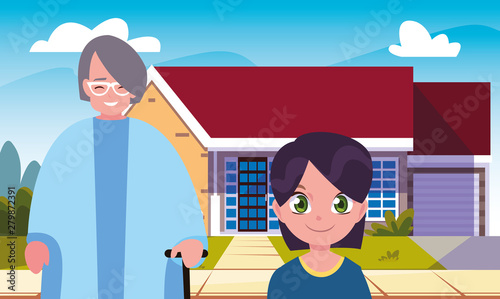 grandma with grandson front home