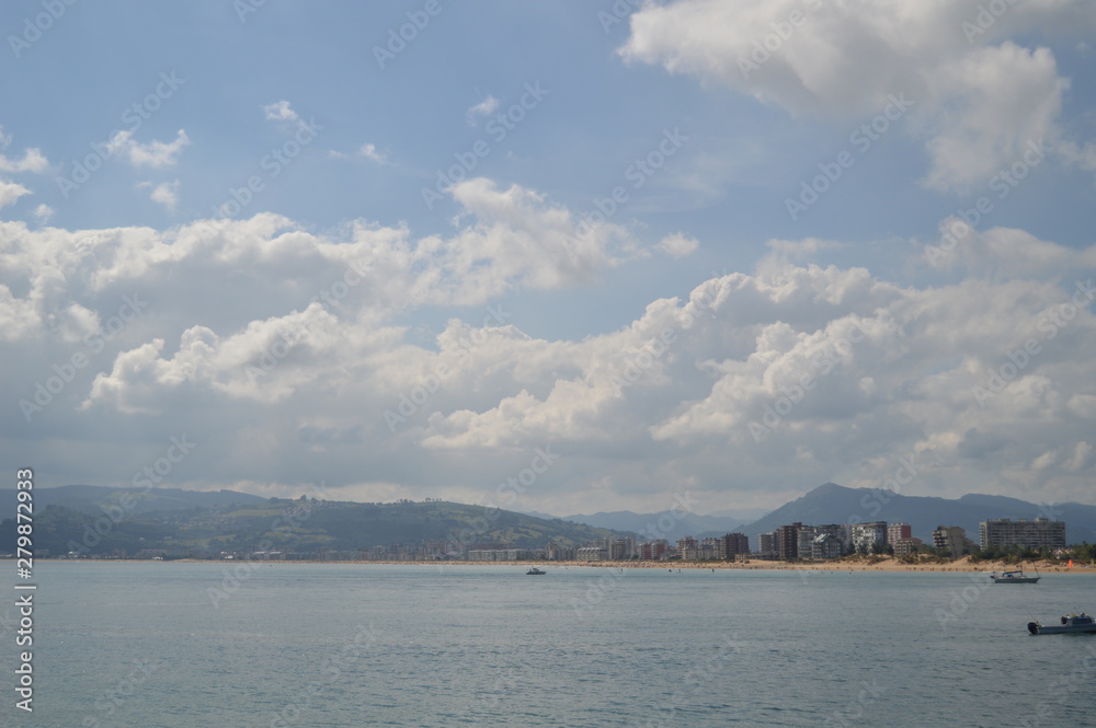 Beautiful Views Of Laredo From The Paseo Maritimo In Santoña. August 27, 2013. Santonia, Cantabria. Vacation Nature Street Photography.