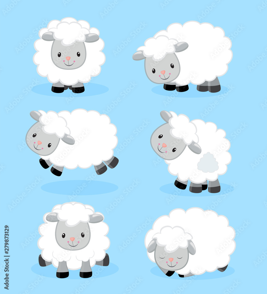Vector illustration of cute sheep.