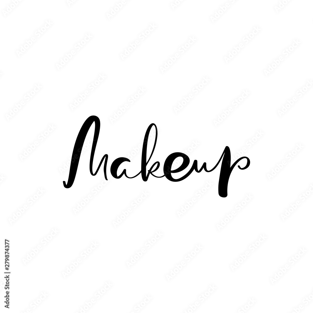 Calligraphy lettering text Make up. vector Barber logo modern design for fashion school. illustration flat logo Calligraphy lettering text Make up. vector Barber logo modern design for fashion school. illustration flat logo