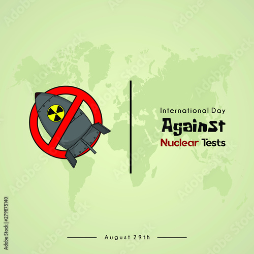 Vector Cartoon Design for International Day Against Nuclear Test on August 29th with nuclear stop icon design
