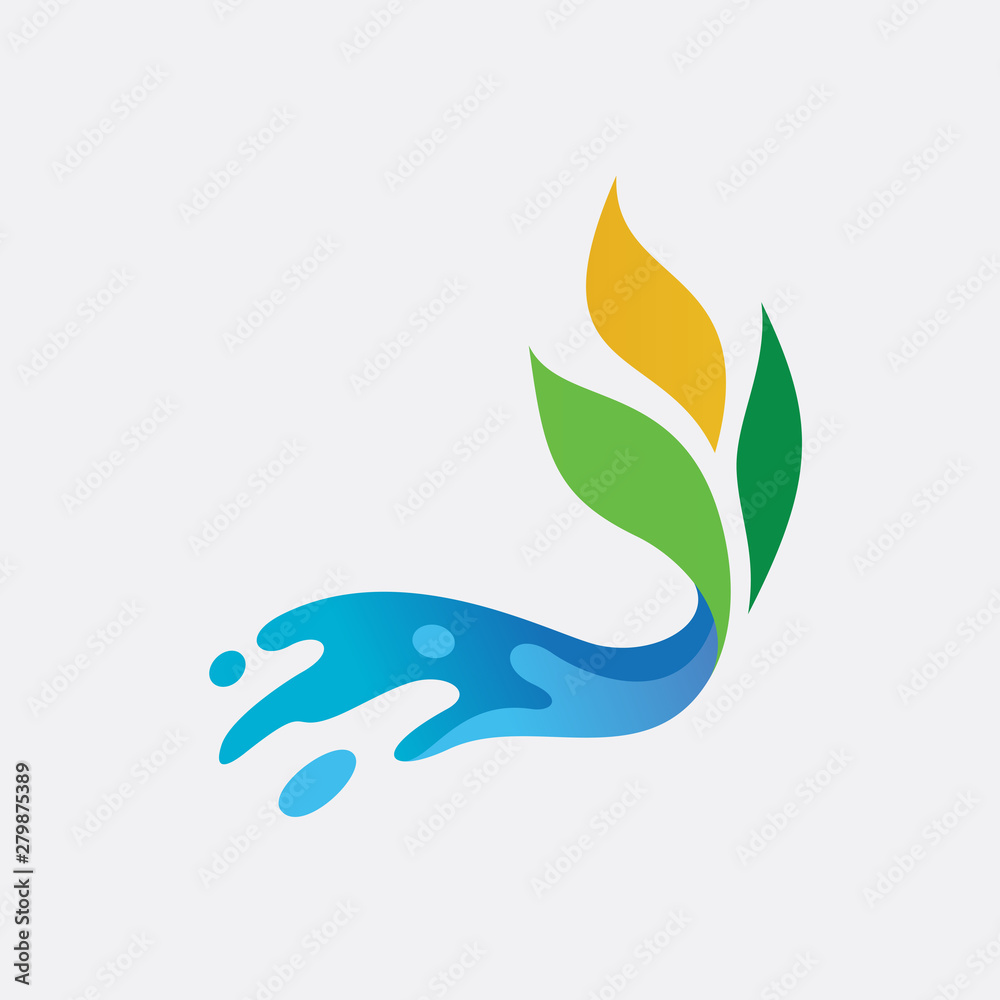 leaf and splash water for agriculture logo design leaf and splash water for agriculture logo design