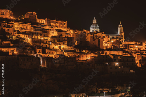 Night experience in old baroque sicilian town Ragusa in Sicily, south Italy