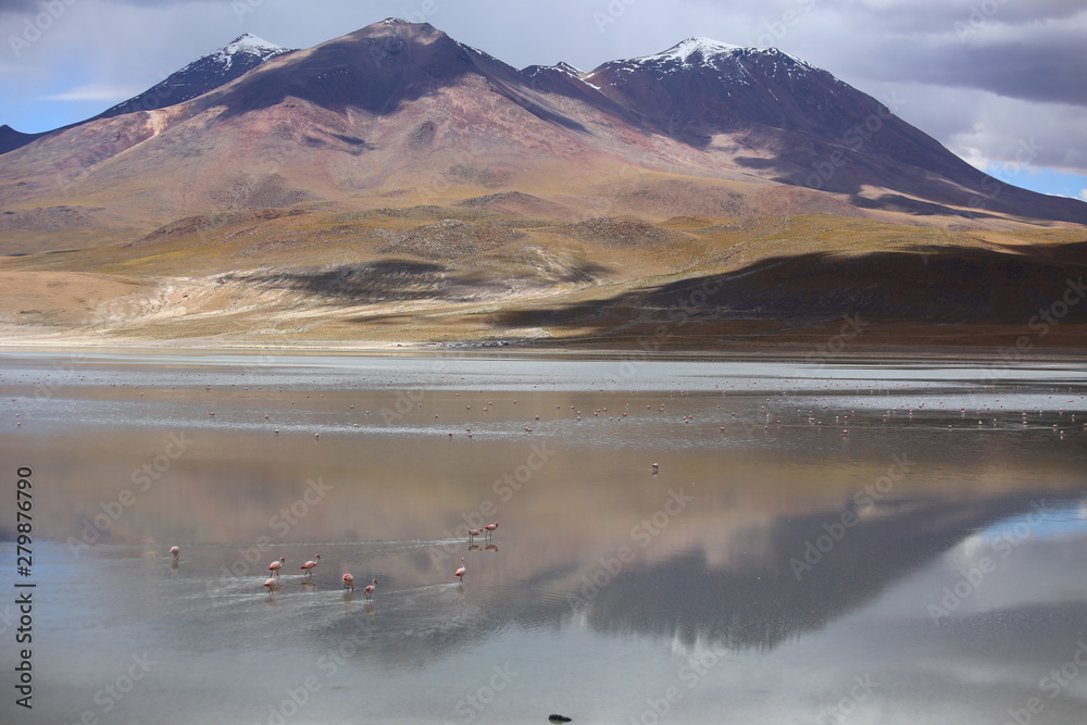Lake and mountains in the Andes, desert region of Bolivia