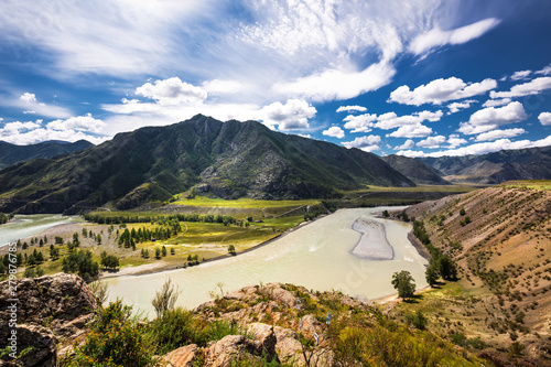 Chui-Oozy  the confluence of the rivers Chuya and Katun . Altai Republic  Russia