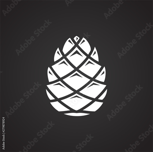 Pine cone icon on background for graphic and web design. Simple illustration. Internet concept symbol for website button or mobile app.