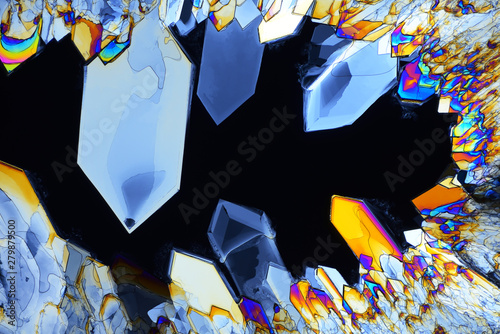 Cuadro en lienzo Colorful micro crystals in polarized light