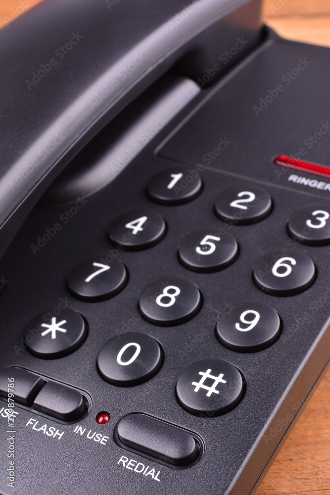 Black Telephone on wooden table Black Telephone on wooden table