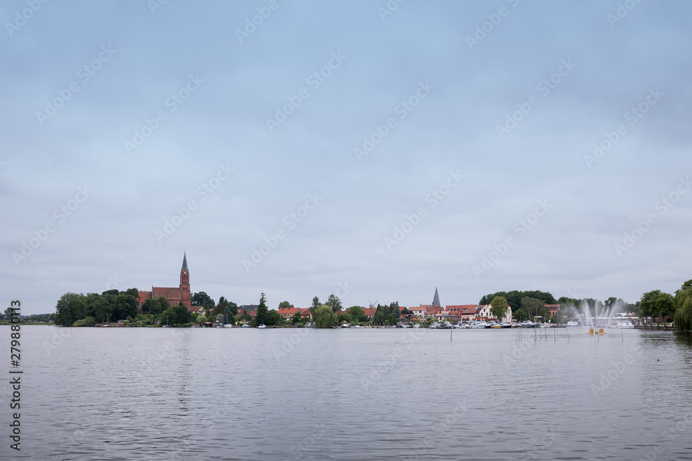 Röbel, old town with church and windmill, Mecklenburg-Western Pomerania, Germany