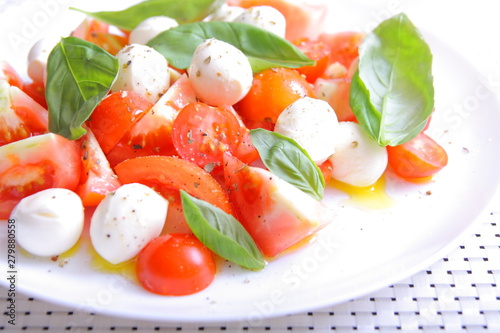 Italian caprese salad with tomatoes and mozzarella
