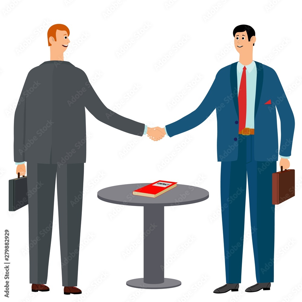 Fototapeta premium Two businessmen rejoice in success. Vector illustration.