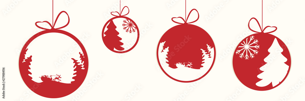 Decorative Christmas baubles vector illustration - obrazy, fototapety, plakaty 