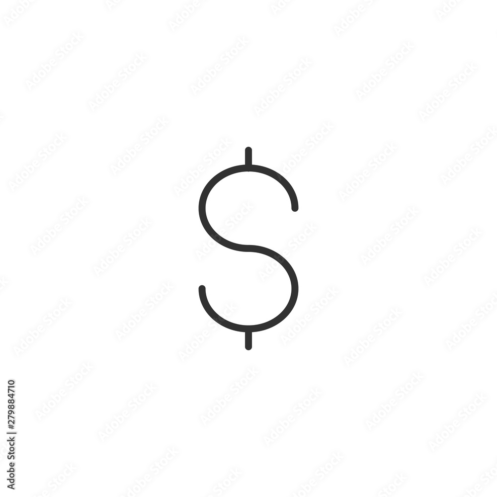 Obraz premium Dollar sign vector line icon isolated on white background. Dollar sign line icon for infographic, website or app. Editable stroke
