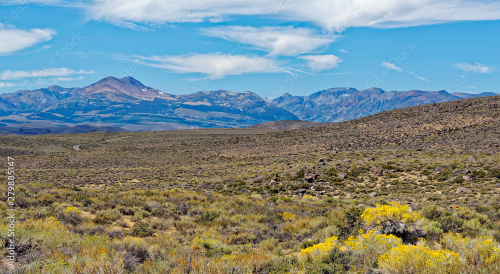 Fototapeta premium Panoramic view from Bodie, California of high desert and the Eastern Sierra Nevada Mountains