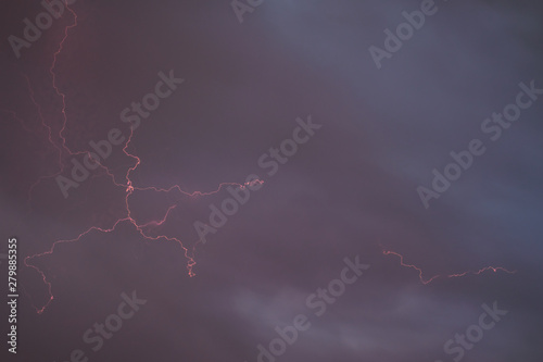 Spectacular image of lightning on a background of gray purple sky  background  wallpaper.