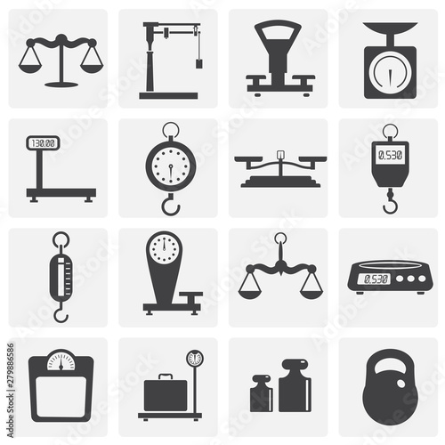 Scale related icons set on background for graphic and web design. Simple illustration. Internet concept symbol for website button or mobile app.