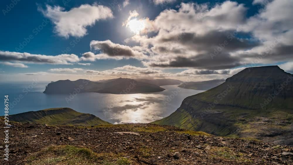 Sun falling over Faroe islands time lapse Sun falling over Faroe islands time lapse