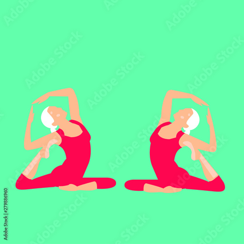 for a girl with white hair doing yoga