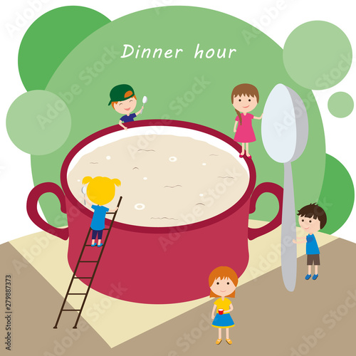 Dinner hour. Children are g...